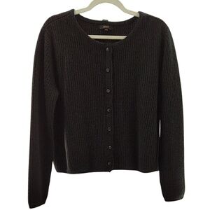 Quince Womens 100% Yak Soft Rib Crew Cardigan Sweater Black Size M